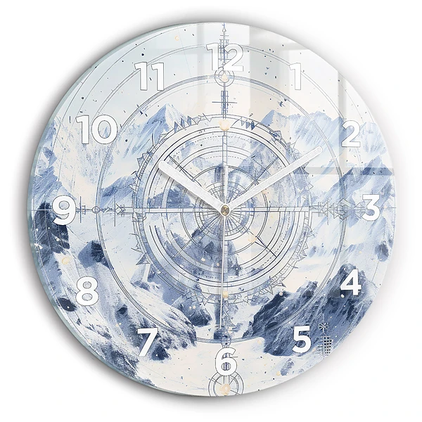 Wanduhr rund Blaue Zeichnungen