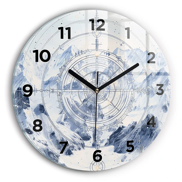 Wanduhr rund Blaue Zeichnungen
