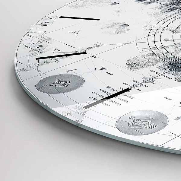 Wanduhr rund Zeichnung Berge