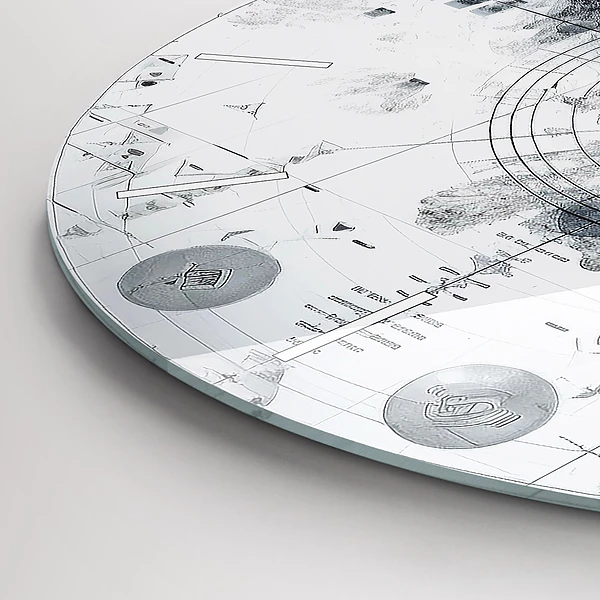 Wanduhr rund Zeichnung Berge