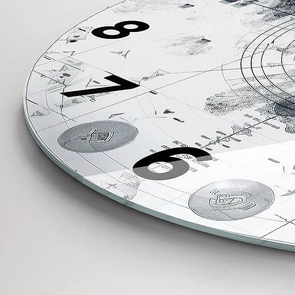Wanduhr rund Zeichnung Berge