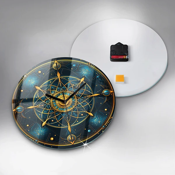 Wanduhr glas rund Horoskop-Uhr