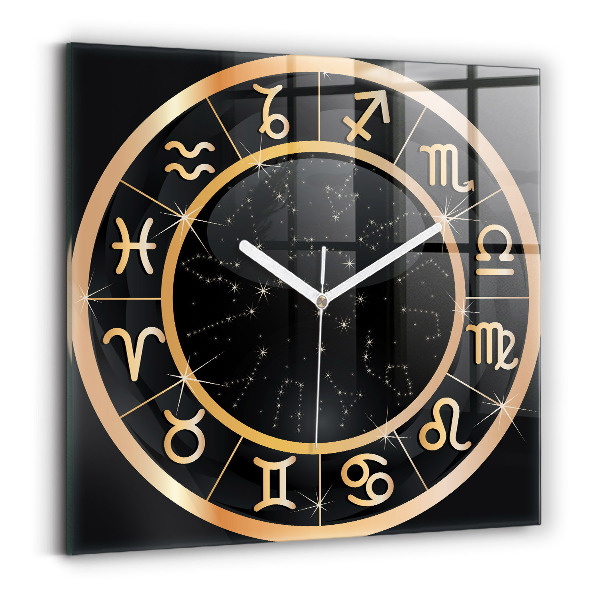 Wanduhr quadratisch Schwarze Tierkreiszeichen