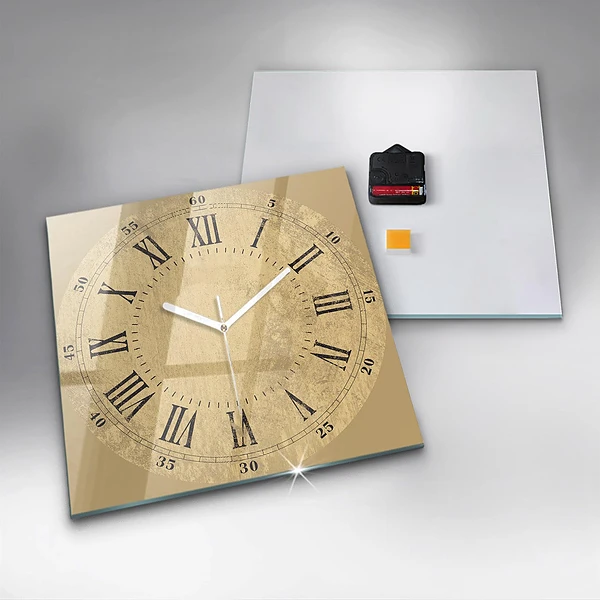 Wanduhr modern quadratisch Braune römische Ziffern