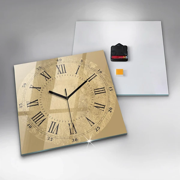 Wanduhr modern quadratisch Braune römische Ziffern