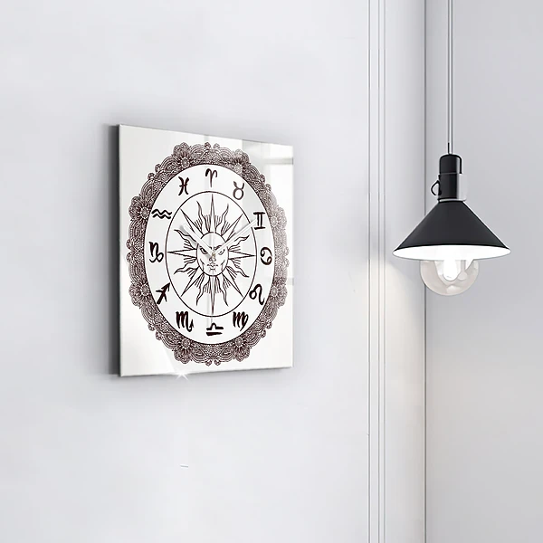 Wanduhr quadratisch mit motiv Dekorative Tierkreiszeichen