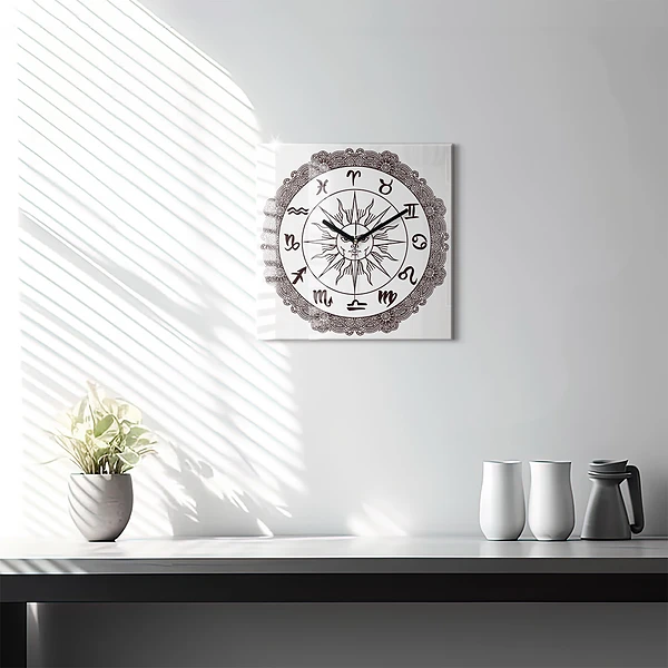 Wanduhr quadratisch mit motiv Dekorative Tierkreiszeichen