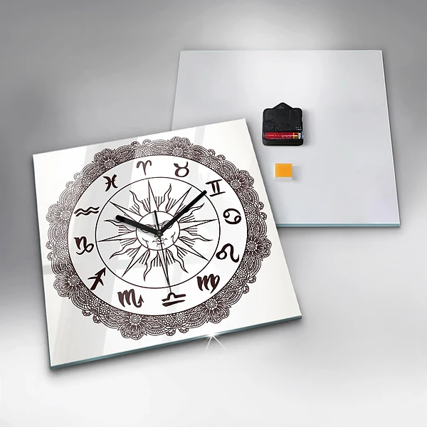 Wanduhr quadratisch mit motiv Dekorative Tierkreiszeichen