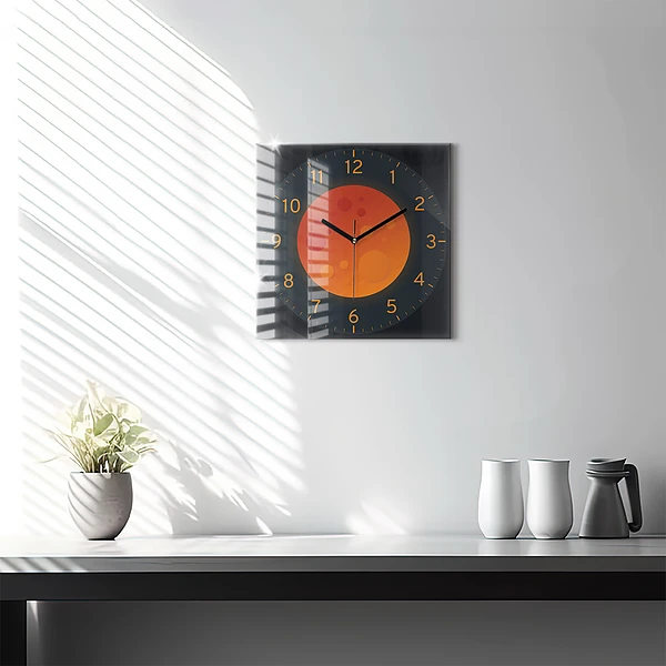 Wanduhr modern quadratisch Vollmond