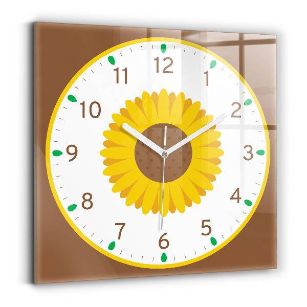 Wanduhr quadratisch mit motiv Sonnenblume
