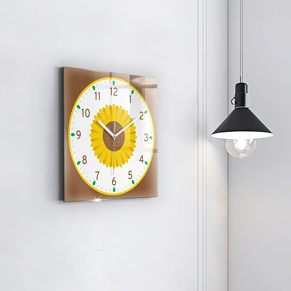 Wanduhr quadratisch mit motiv Sonnenblume