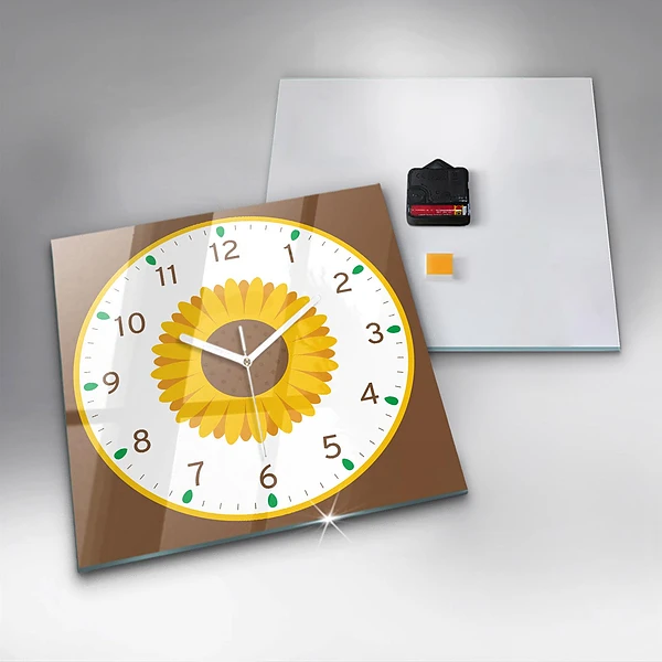 Wanduhr quadratisch mit motiv Sonnenblume