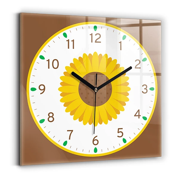 Wanduhr quadratisch mit motiv Sonnenblume