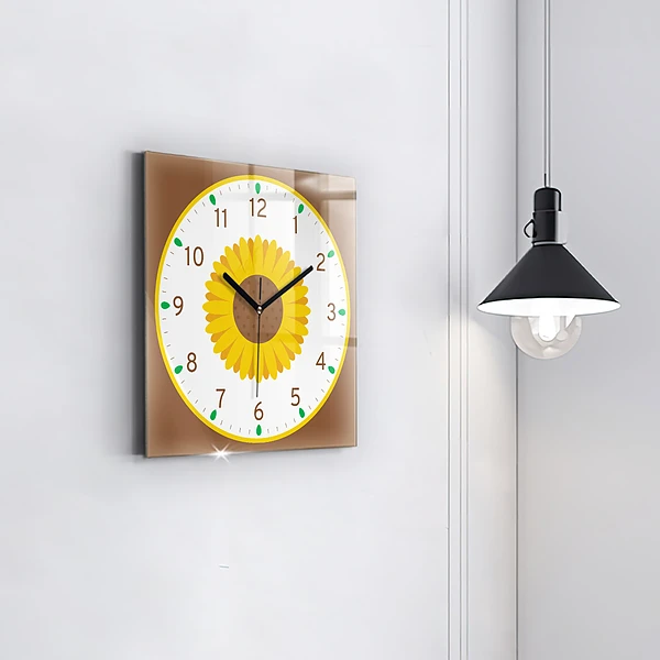 Wanduhr quadratisch mit motiv Sonnenblume