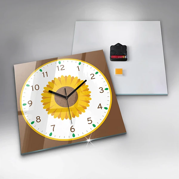 Wanduhr quadratisch mit motiv Sonnenblume