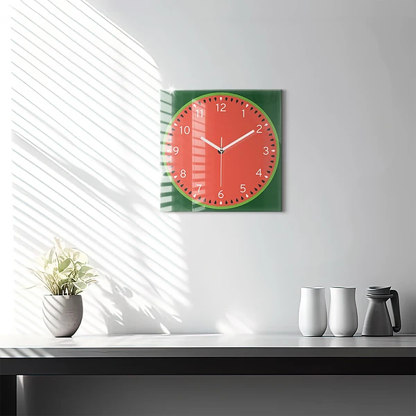 Wanduhr quadratisch Süße Wassermelone