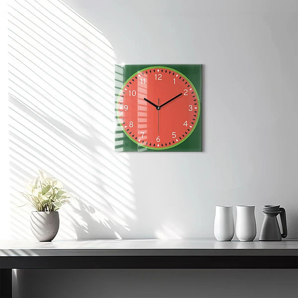 Wanduhr quadratisch Süße Wassermelone