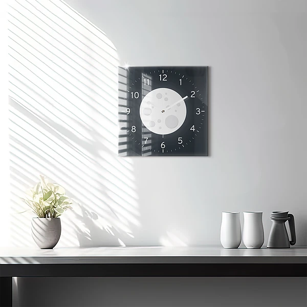 Wanduhr modern quadratisch Vollmond