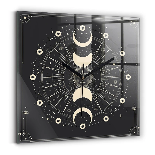 Wanduhr quadratisch mit motiv Monde und Sonnen
