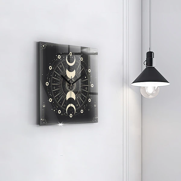Wanduhr quadratisch mit motiv Monde und Sonnen