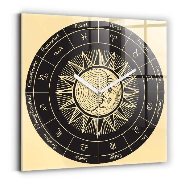 Wanduhr quadratisch Tierkreiszeichen und die Sonne