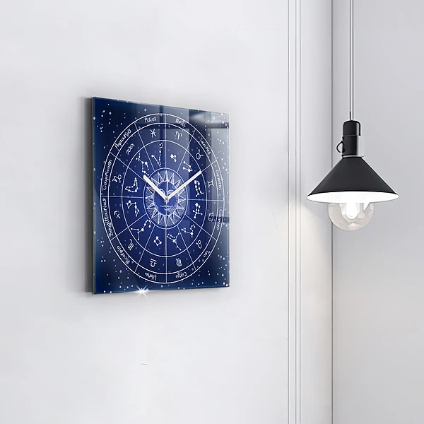 Wanduhr modern quadratisch Die Sternbilder des Tierkreises