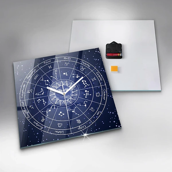 Wanduhr modern quadratisch Die Sternbilder des Tierkreises