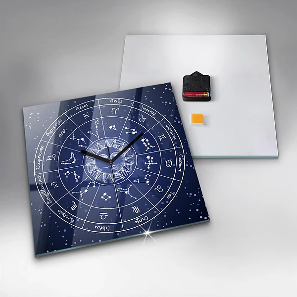 Wanduhr modern quadratisch Die Sternbilder des Tierkreises