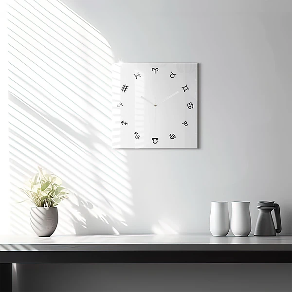 Wanduhr quadratisch mit motiv Minimalistische Tierkreiszeichen