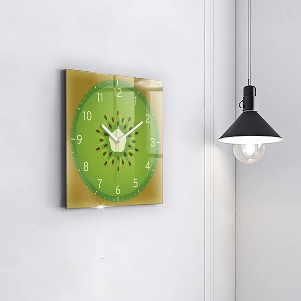 Wanduhr modern quadratisch Kiwi-Frucht