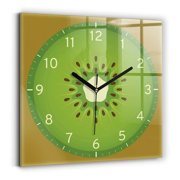 Wanduhr modern quadratisch Kiwi-Frucht