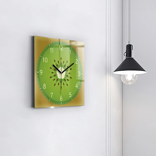 Wanduhr modern quadratisch Kiwi-Frucht