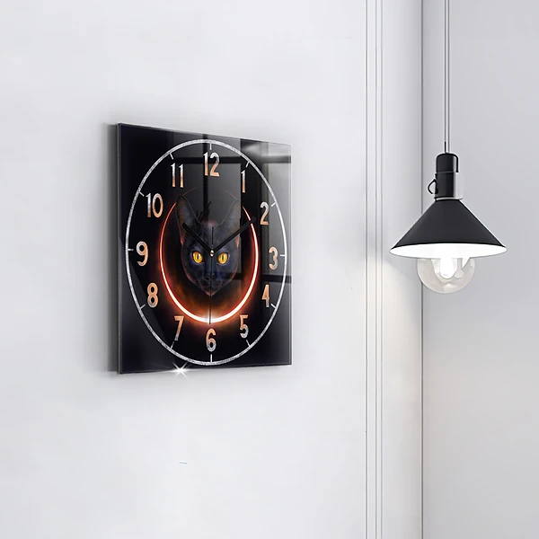 Wanduhr quadratisch Magische Katze