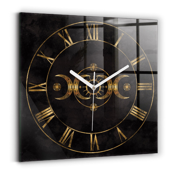 Wanduhr modern quadratisch Goldene römische Ziffern