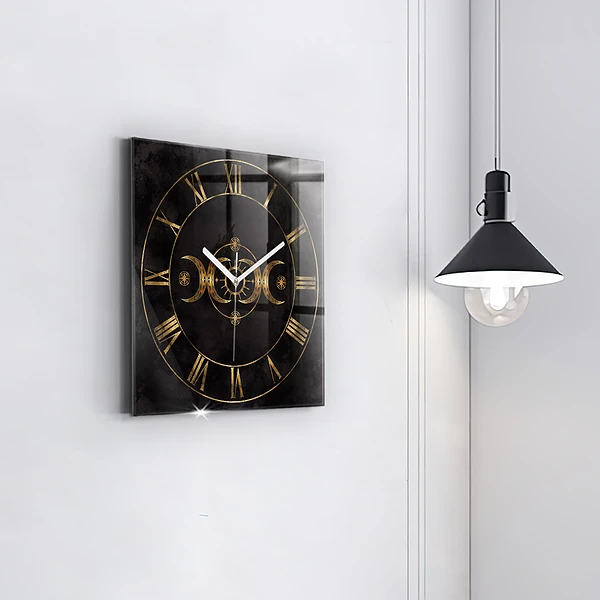 Wanduhr modern quadratisch Goldene römische Ziffern