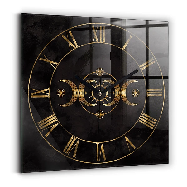 Wanduhr modern quadratisch Goldene römische Ziffern