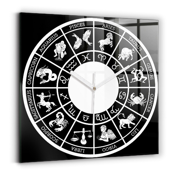 Wanduhr quadratisch mit motiv Tierkreiszeichen