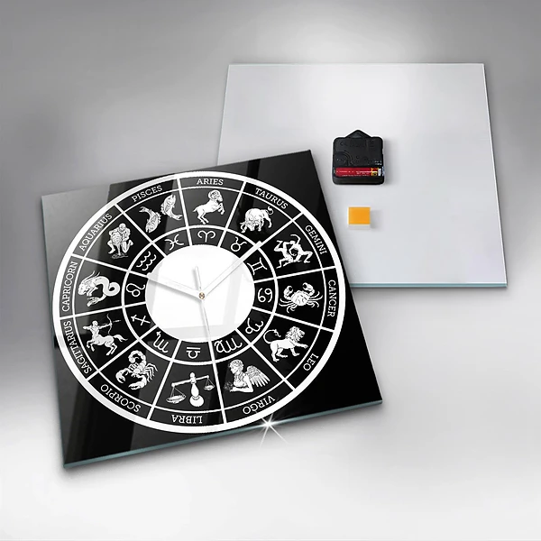 Wanduhr quadratisch mit motiv Tierkreiszeichen