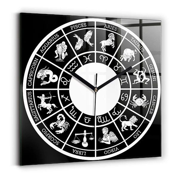 Wanduhr quadratisch mit motiv Tierkreiszeichen
