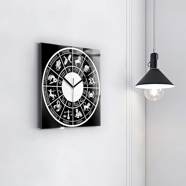 Wanduhr quadratisch mit motiv Tierkreiszeichen