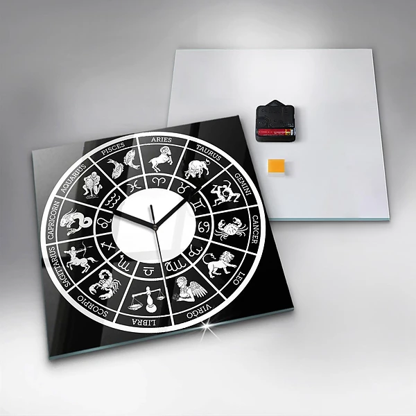 Wanduhr quadratisch mit motiv Tierkreiszeichen