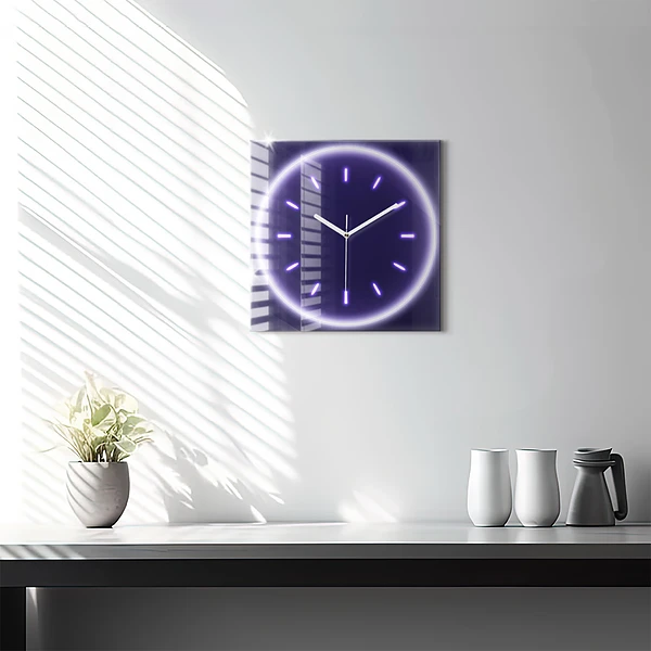 Wanduhr quadratisch Neon-Striche