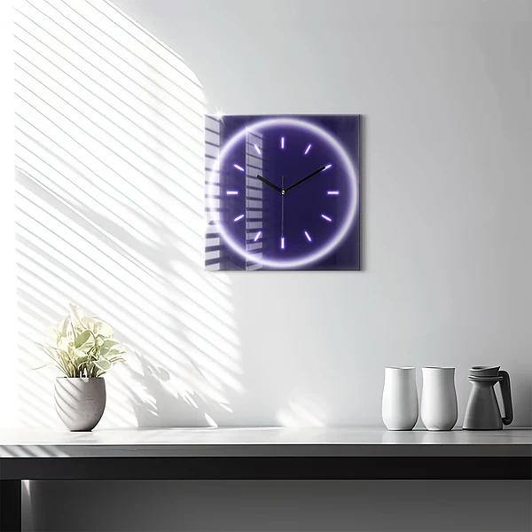 Wanduhr quadratisch Neon-Striche