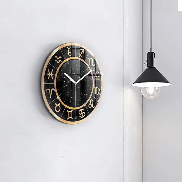 Wanduhr rund Schwarze Tierkreiszeichen