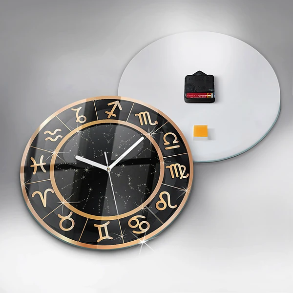 Wanduhr rund Schwarze Tierkreiszeichen