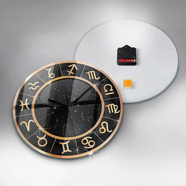 Wanduhr rund Schwarze Tierkreiszeichen