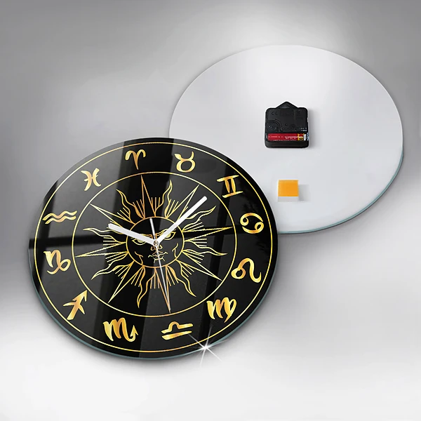 Wanduhr rund Goldene Tierkreiszeichen