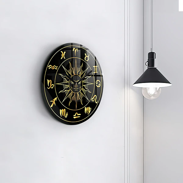 Wanduhr rund Goldene Tierkreiszeichen