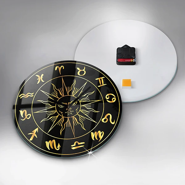 Wanduhr rund Goldene Tierkreiszeichen