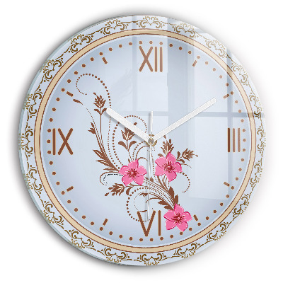 Wanduhr rund mit motiv Rosa Blumen